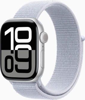 Apple Watch Series 10 (GPS) 42mm aluminium silver with Sports Loop blue cloud