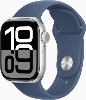 Apple Watch Series 10 (GPS + cellular) 42mm aluminium silver with sport wristlet M/L Denim