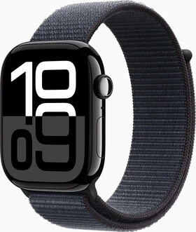 Apple Watch Series 10 (GPS) 46mm aluminium diamond black with Sports Loop ink