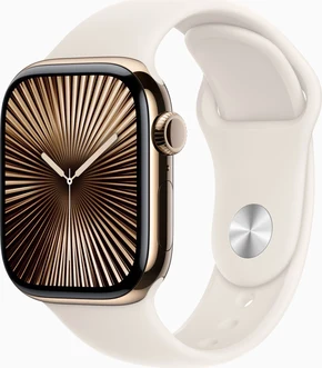 Apple Watch Series 10 (GPS + cellular) 42mm Titan gold with sport wristlet M/L Polarstern