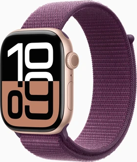 Apple Watch Series 10 (GPS) 46mm aluminium rose gold with Sports Loop plum