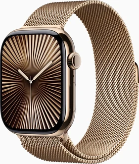 Apple Watch Series 10 (GPS + cellular) 46mm Titan gold with Milanaise-Wristlet M/L gold