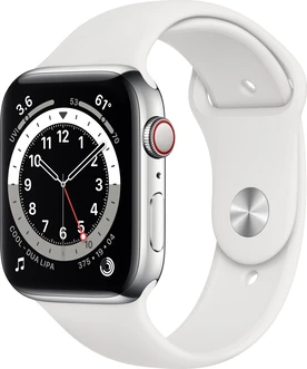 Apple Watch Series 6 (GPS + cellular) 44mm stainless steel silver with sport wristlet white