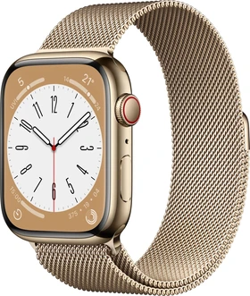 Apple Watch Series 8 (GPS + cellular) 45mm stainless steel gold with Milanaise-Wristlet gold