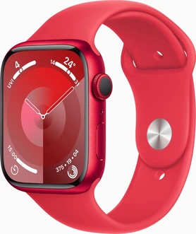 Apple Watch Series 9 (GPS) 45mm aluminium (PRODUCT)RED, with sport wristlet M/L (PRODUCT)RED,