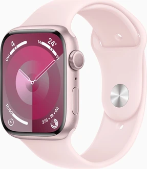 Apple Watch Series 9 (GPS) 45mm aluminium rose red with sport wristlet S/M light pink