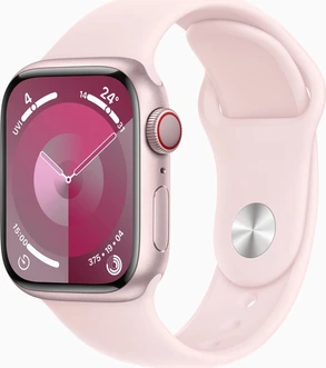 Apple Watch Series 9 (GPS + cellular) 41mm aluminium rose red with sport wristlet M/L light pink