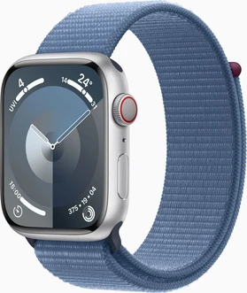 Apple Watch Series 9 (GPS + cellular) 45mm aluminium silver with Sports Loop winterblau