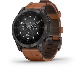 Garmin epix 2 Sapphire black titanium/chestnut leather