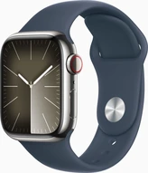 Apple Watch Series 9 (GPS + cellular) 41mm stainless steel silver with sport wristlet S/M sturmblau
