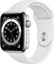 Apple Watch Series 6 (GPS + cellular) 44mm stainless steel silver with sport wristlet white