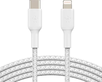 Belkin BoostCharge Braided USB-C to Lightning cable 2.0m white