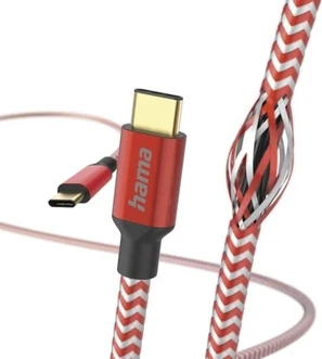 Hama charging cable reflective USB-C/USB-C 1.5m nylon red