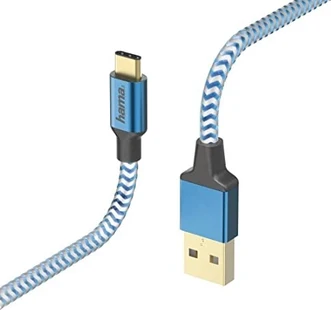 Hama charging /data cable reflective USB-C/USB-A 1.5m blue