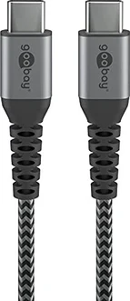 Wentronic USB-C to USB-C textile cable with metal plugn 0.5m grey/silver