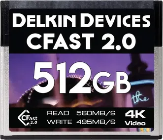 Delkin Cinema R560/W495 CFast 2.0 CompactFlash Card 512GB