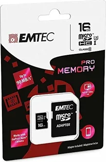 Emtec Pro R90/W80 microSDHC 16GB Kit, UHS-I U3, Class 10