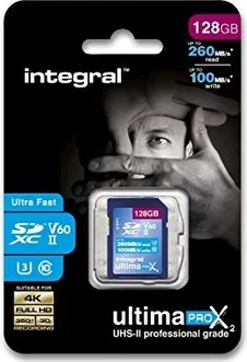 Integral ultima PRO X2 R260/W100 SDXC 128GB, UHS-II U3, Class 10