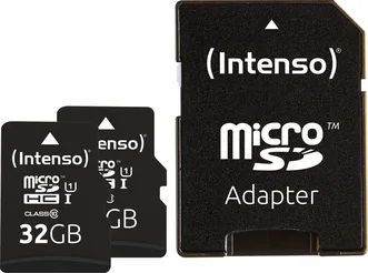 Intenso Premium R45 microSDHC 32GB Kit, UHS-I U1, Class 10, 2er-Pack