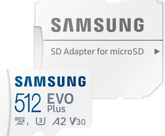 Samsung EVO Plus 2021 R130 microSDXC 512GB Kit, UHS-I U3, A2, Class 10