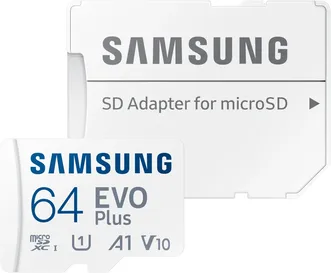 Samsung EVO Plus 2024 R160 microSDXC 64GB Kit, UHS-I U1, A1, Class 10