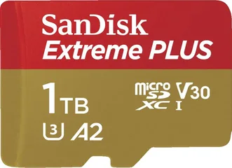 SanDisk Extreme PLUS R200/W140 microSDXC 1TB Kit, UHS-I U3, A2, Class 10