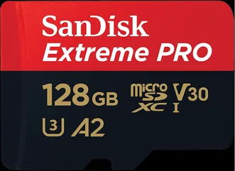 SanDisk Extreme PRO R200/W90 microSDXC 128GB Kit, UHS-I U3, A2, Class 10