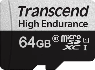 Transcend High Endurance 350V R100/W40 microSDXC 64GB Kit, UHS-I U1, Class 10