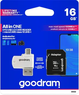 goodram M1A4 ALL in ONE R60 microSDHC 16GB Kit, UHS-I, Class 10