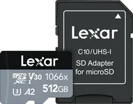 Lexar Professional 1066x Silver Series R160/W70 microSDXC 512GB Kit, UHS-I U3, A2, Class 10