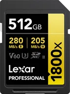 Lexar Professional 1800x Gold Series R280/W205 SDXC 512GB, UHS-II U3, Class 10
