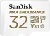 SanDisk Max Endurance R100/W40 microSDHC 32GB Kit, UHS-I U3, Class 10