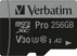 Verbatim Pro U3 R100/W90 microSDXC 256GB Kit, UHS-I U3, A2, Class 10