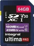 Integral ultima PRO R180/W80 SDXC 64GB, UHS-I U3, Class 10