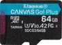 Kingston Canvas Go! Plus R170/W70 microSDXC 64GB, UHS-I U3, A2, Class 10