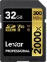 Lexar Professional 2000x Gold Series R300/W260 SDHC 32GB, UHS-II U3, Class 10