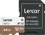 Lexar Professional 667x R100/W90 microSDXC 64GB Kit, UHS-I U3, A1, Class 10