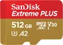 SanDisk Extreme PLUS R200/W140 microSDXC 512GB Kit, UHS-I U3, A2, Class 10