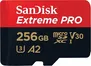 SanDisk Extreme PRO R170/W90 microSDXC 256GB Kit, UHS-I U3, A2, Class 10