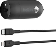 Belkin BoostCharge 30W USB-C автомобільна зарядка з USB-C/Lightning cable black