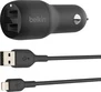 Belkin BoostCharge Dual USB-A автомобільна зарядка 24W + USB-A to Lightning cable black